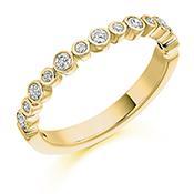 Diamond 0.30ct rubover set half eternity band Ring Gemex 18ct yellow gold *