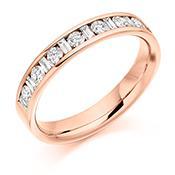 Diamond 0.50ct channel set mixed cut 1/2 eternity band Ring Gemex 18ct rose gold *