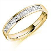 Diamond 0.50ct channel set mixed cut half eternity band Ring Gemex 18ct yellow gold *