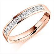 Diamond 0.50ct channel set mixed cut half eternity band Ring Gemex 18ct rose gold *