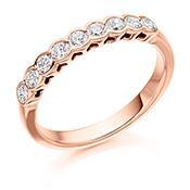 Diamond 0.50ct rubover set half eternity band Ring Gemex 18ct rose gold *