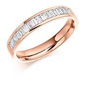 Diamond 0.56ct channel set baguette 1/2 eternity band Ring Gemex 18ct rose gold *