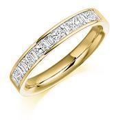 Diamond 0.75ct channel set mixed cut 1/2 eternity band Ring Gemex 18ct yellow gold *