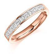 Diamond 0.75ct channel set mixed cut 1/2 eternity band Ring Gemex 18ct rose gold *