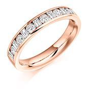 Diamond 0.76ct channel set mixed cut 1/2 eternity band Ring Gemex 18ct rose gold *