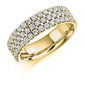 Diamond 1.05ct triple row 1/2 eternity band Ring Gemex 18ct yellow gold *