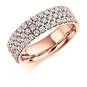 Diamond 1.05ct triple row 1/2 eternity band Ring Gemex 18ct rose gold *