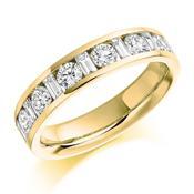 Diamond 1.08ct channel set mixed cut 1/2 eternity band Ring Gemex 18ct yellow gold *