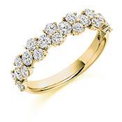 Diamond 1.20ct cluster set 1/2 eternity band Ring Gemex 18ct yellow gold *