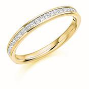 Diamond channel set princess 0.33ct half eternity ring Ring Gemex 18ct yellow gold *