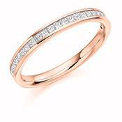 Diamond channel set princess 0.33ct half eternity ring Ring Gemex 18ct rose gold *
