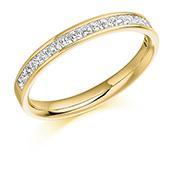 Diamond channel set princess 0.50ct half eternity ring Ring Gemex 18ct yellow gold *