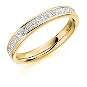 Diamond channel set princess 0.75ct half eternity ring Ring Gemex 18ct yellow gold *