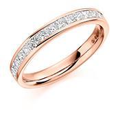 Diamond channel set princess 0.75ct half eternity ring Ring Gemex 18ct rose gold *