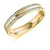 Diamond double channel set 1/2 eternity band Ring Gemex 18ct yellow gold *