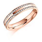 Diamond double channel set 1/2 eternity band Ring Gemex 18ct rose gold *