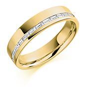 Diamond offset baguette 1/2 eternity band Ring Gemex 18ct yellow gold *