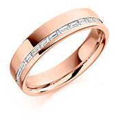 Diamond offset baguette 1/2 eternity band Ring Gemex 18ct rose gold *