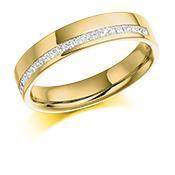 Diamond offset channel set  0.25 half eternity band Ring Gemex 18ct yellow gold *