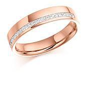 Diamond offset channel set  0.25 half eternity band Ring Gemex 18ct rose gold *