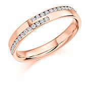 Diamond offset double row 1/2 eternity band Ring Gemex 18ct rose gold *