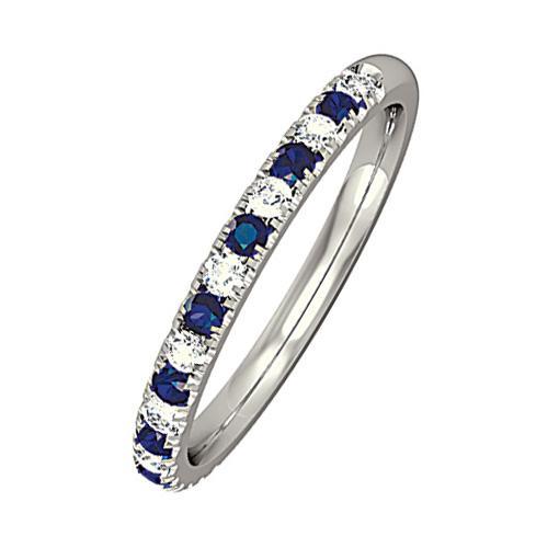 18ct white gold diamond and blue sapphire half eternity ring Ring Rock Lobster