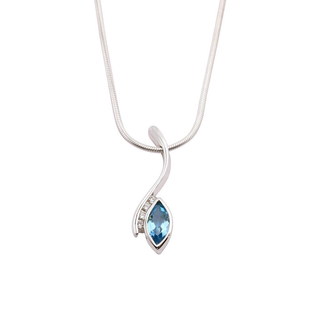 Silver & blue topaz diamond marquise pendant Pendant Church House
