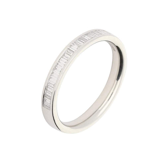 Platinum baguette Certified Diamond half eternity ring Ring Gemex