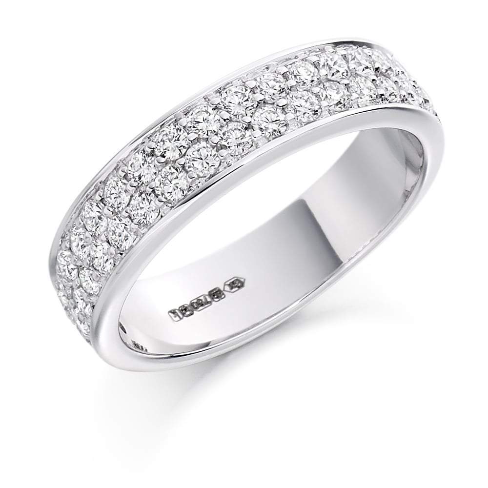Diamond 0.75ct double row 1/2 eternity band Ring Gemex platinum *