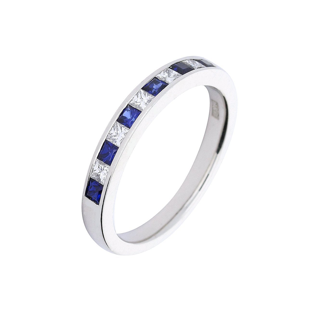 Platinum Sapphire and diamond half eternity ring Ring Rock Lobster