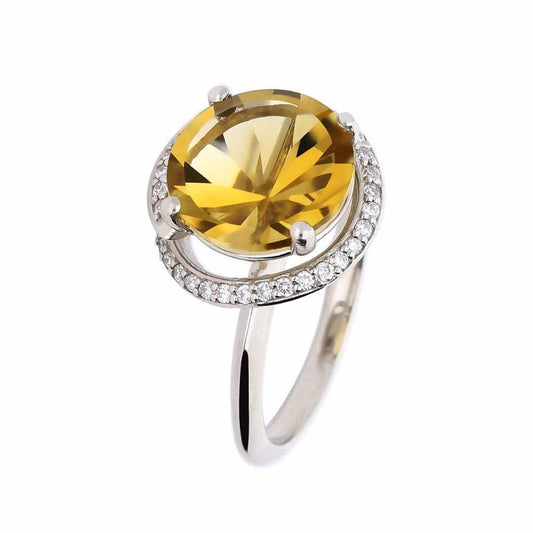 Palladium ring set with a 3.83ct Citrine and diamonds Ring Rock Lobster