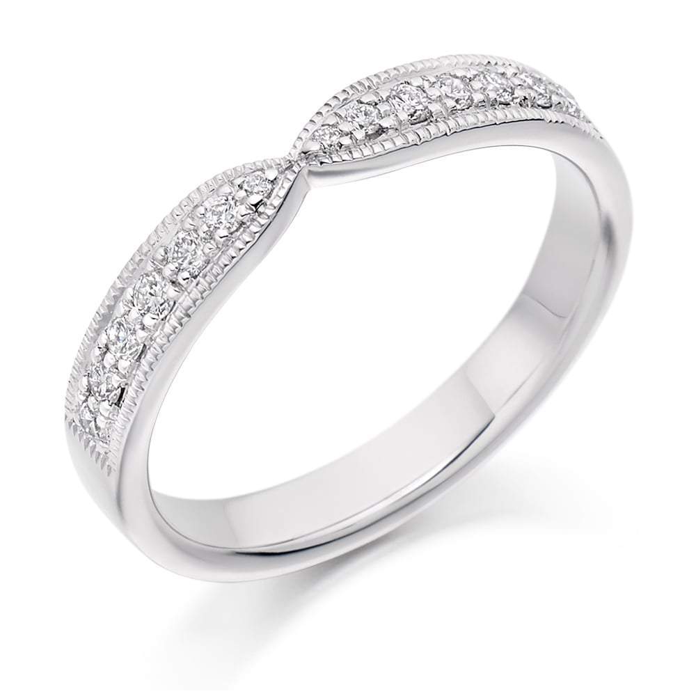 Diamond 0.20ct shaped milgrain edge 1/2 eternity ring Ring Gemex platinum *