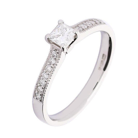 Platinum princess cut natural diamond ring 0.28ct certified EVS1 Ring Rock Lobster