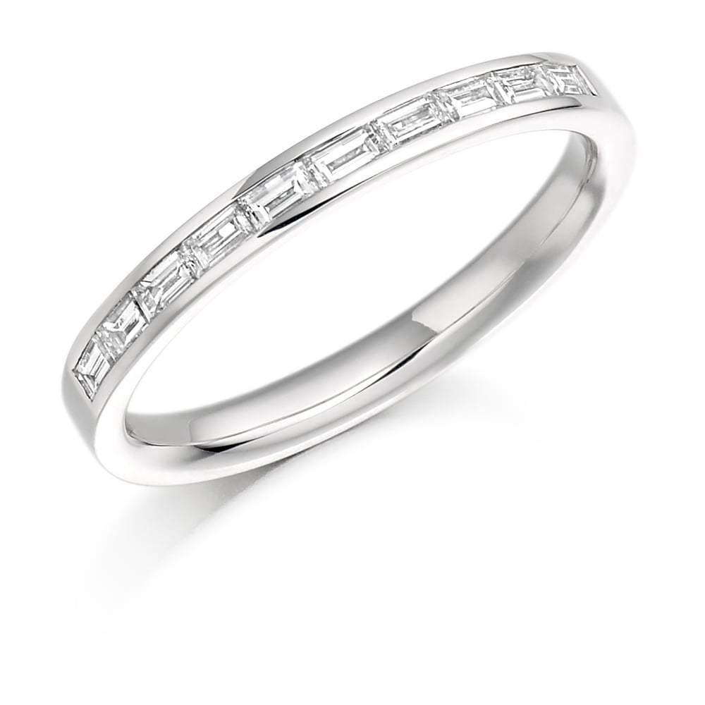 Diamond 0.30ct channel set baguette 1/2 eternity band Ring Gemex platinum *