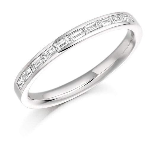 Diamond 0.30ct channel set baguette 1/2 eternity band Ring Gemex platinum *