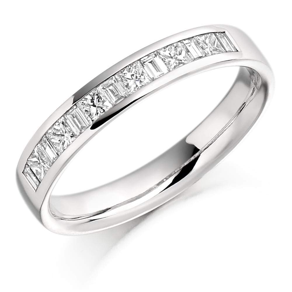 Diamond 0.50ct channel set mixed cut half eternity band Ring Gemex platinum *