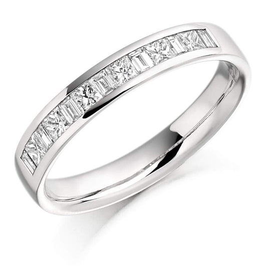 Diamond 0.50ct channel set mixed cut half eternity band Ring Gemex platinum *