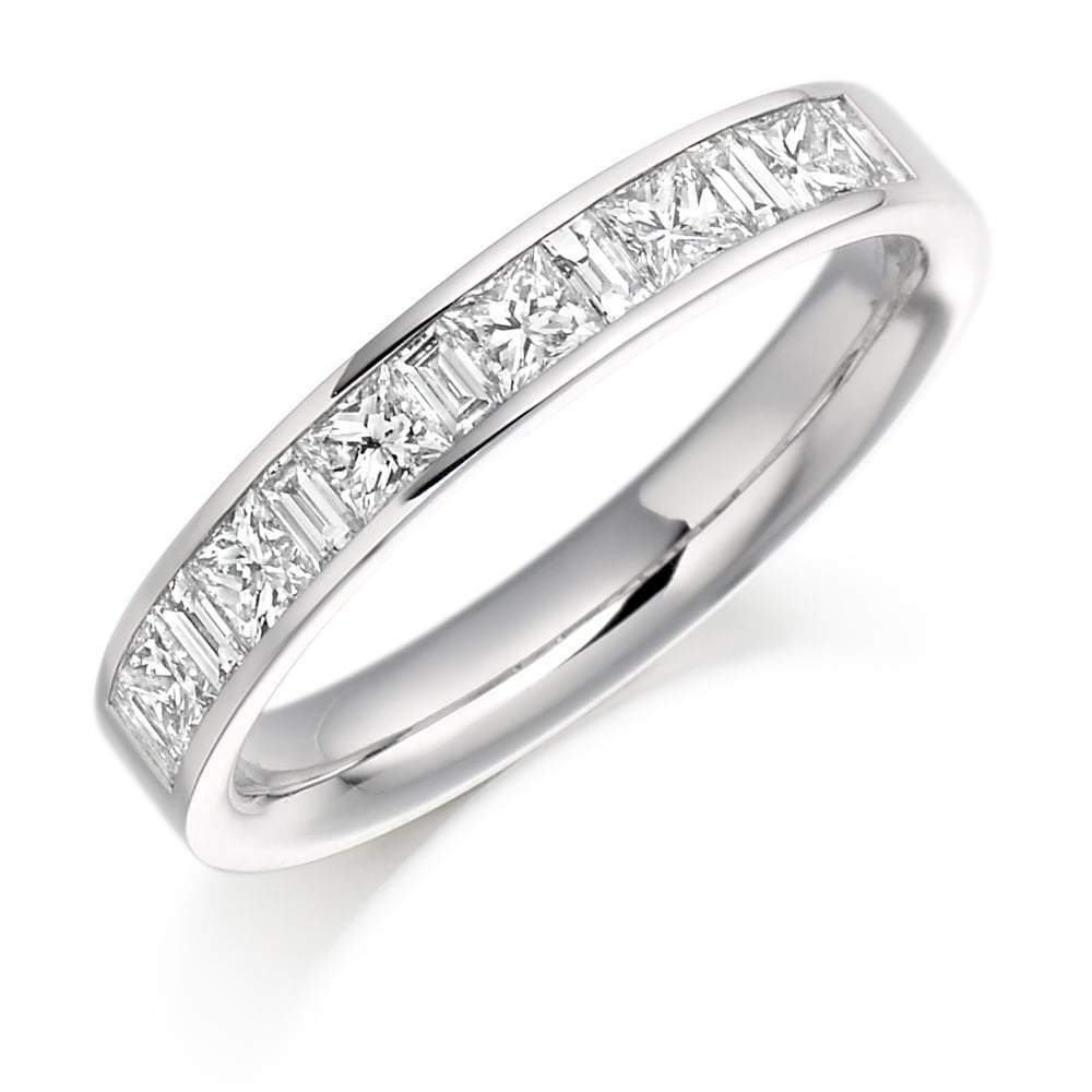 Diamond 0.75ct channel set mixed cut 1/2 eternity band Ring Gemex platinum *