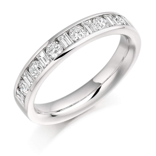 Diamond 0.76ct channel set mixed cut 1/2 eternity band Ring Gemex platinum *