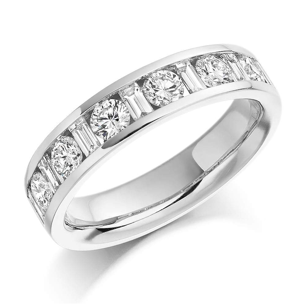 Diamond 1.08ct channel set mixed cut 1/2 eternity band Ring Gemex platinum *