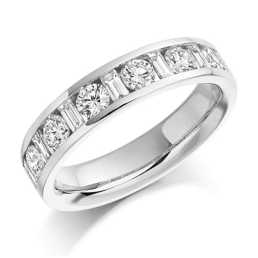 Diamond 1.08ct channel set mixed cut 1/2 eternity band Ring Gemex platinum *