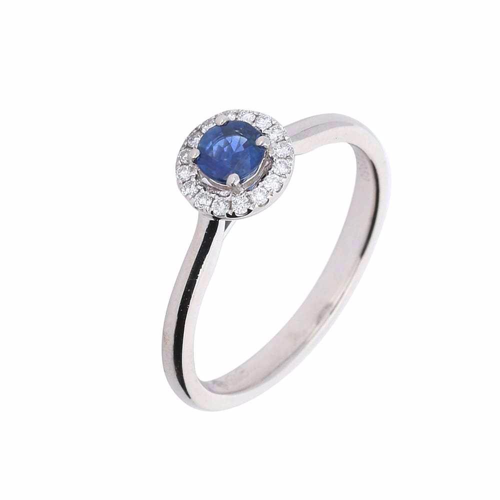 Platinum blue sapphire and diamond halo ring Ring Rock Lobster