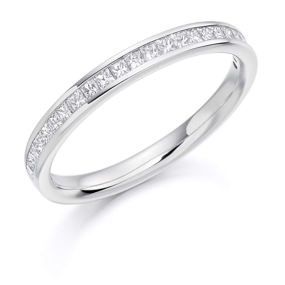Diamond channel set princess 0.33ct half eternity ring Ring Gemex platinum *