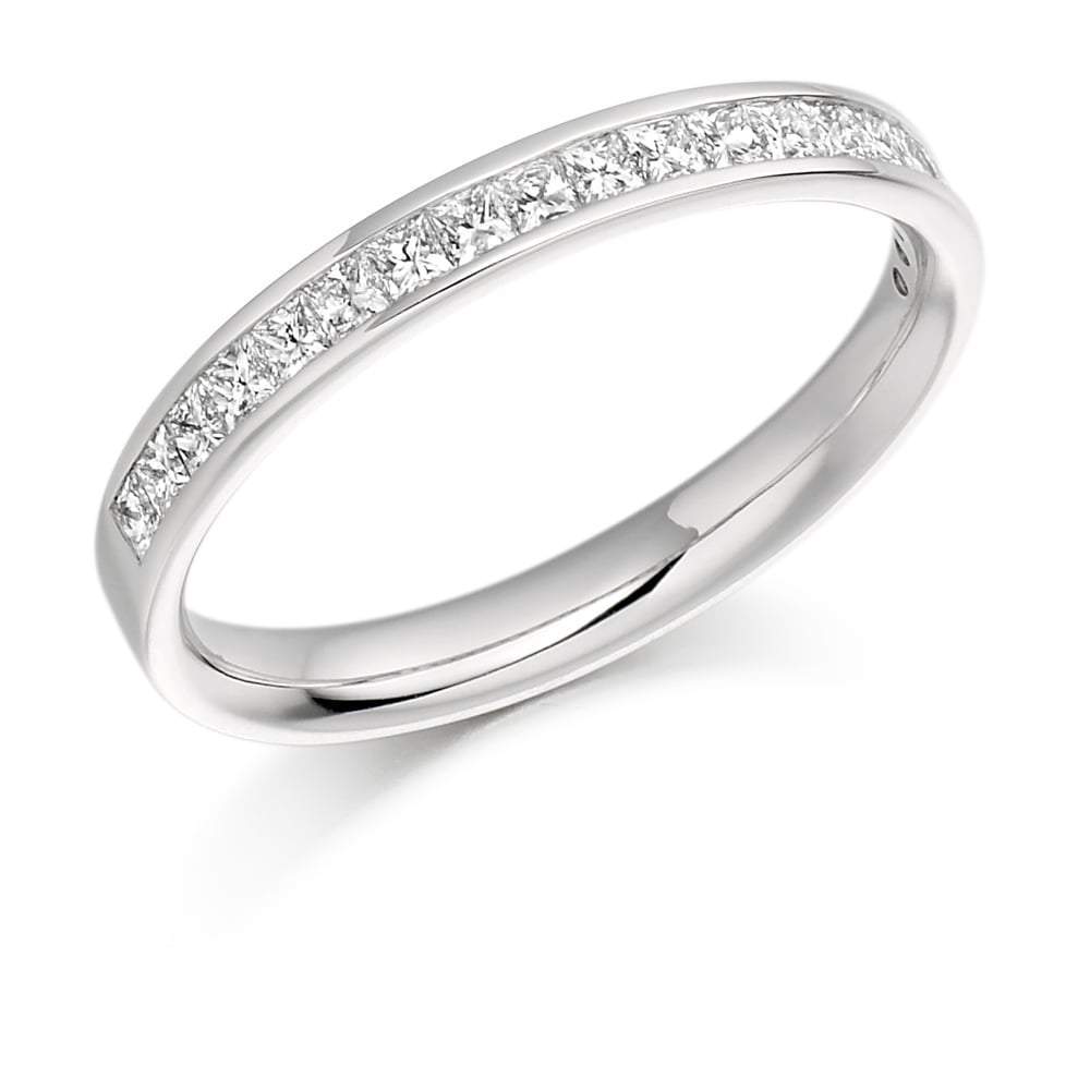Diamond channel set princess 0.50ct half eternity ring Ring Gemex platinum *