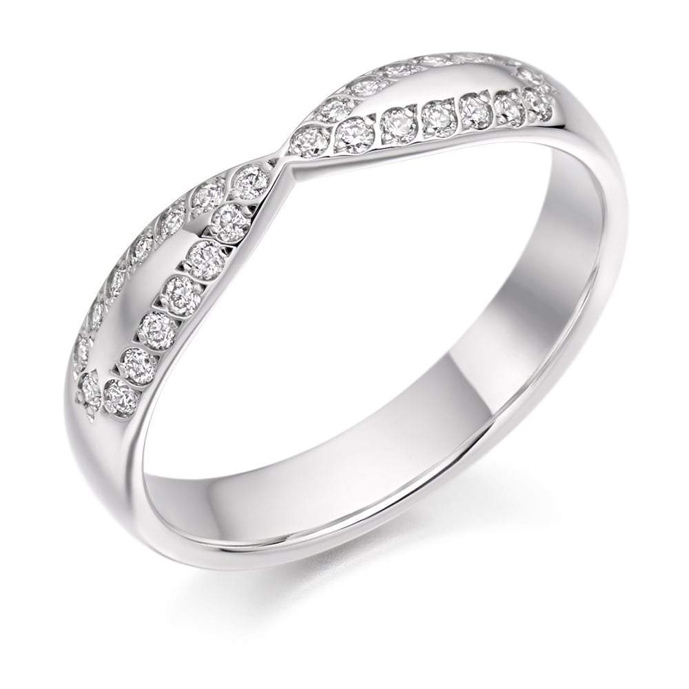 Diamond 0.25ct bow shaped half eternity ring Ring Gemex platinum *