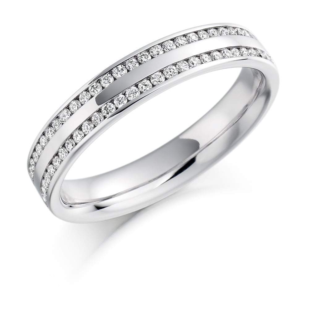 Diamond double channel set 1/2 eternity band Ring Gemex platinum *