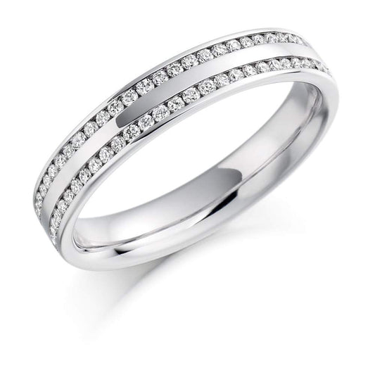 Diamond double channel set 1/2 eternity band Ring Gemex platinum *