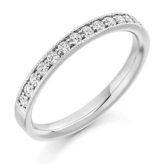 Diamond 0.33ct milgrain edge 1/2 eternity ring Ring Gemex platinum *