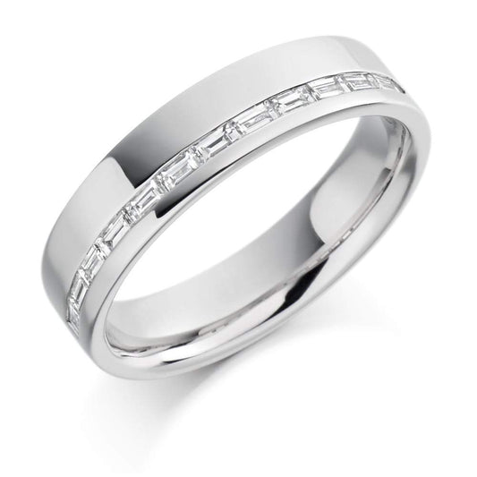 Diamond offset baguette 1/2 eternity band Ring Gemex platinum*