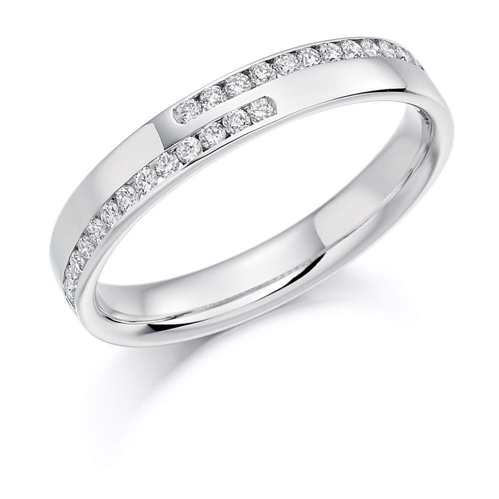 Diamond offset double row 1/2 eternity band Ring Gemex platinum *